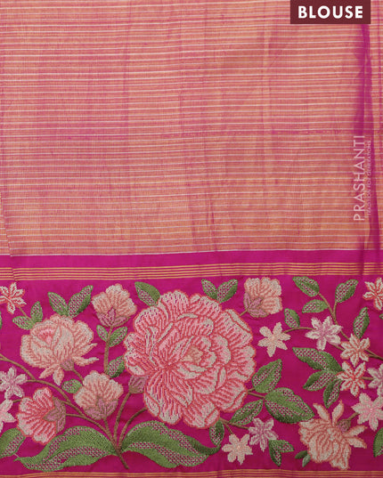Pink Pure Kanchipuram Tissue Silk Saree With Border Embroidery