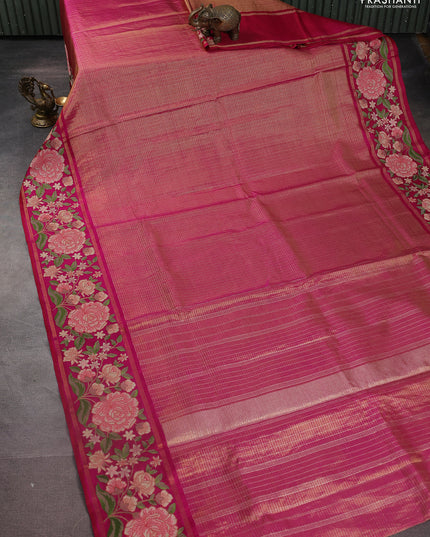 Pink Pure Kanchipuram Tissue Silk Saree With Border Embroidery