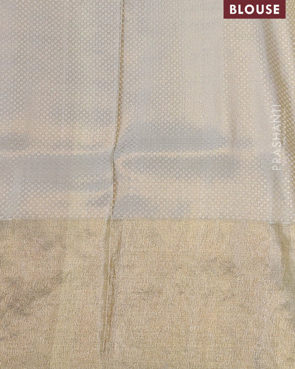 Gold Pure Kanchipuram Tissue Silk Saree With Brocade Zari Weaves & Border Embroidery