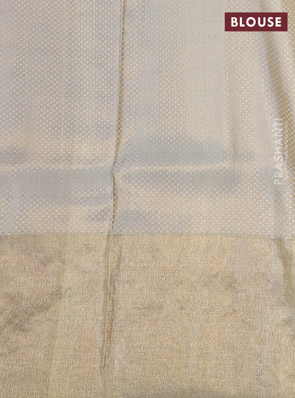 Gold Pure Kanchipuram Tissue Silk Saree With Brocade Zari Weaves & Border Embroidery
