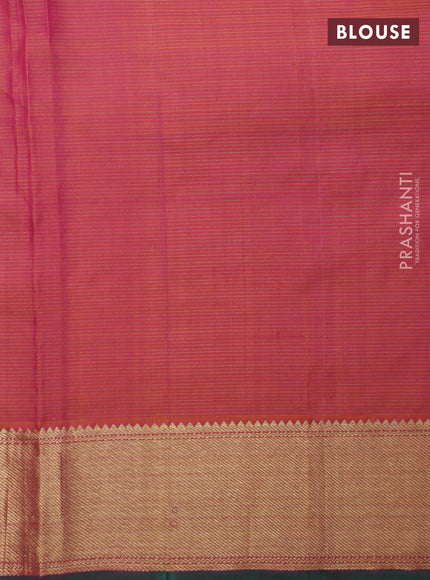Dual Shade of Pinkish Orange-Green Pure kanchipuram silk saree With Zari Buttas & Border Embroidery
