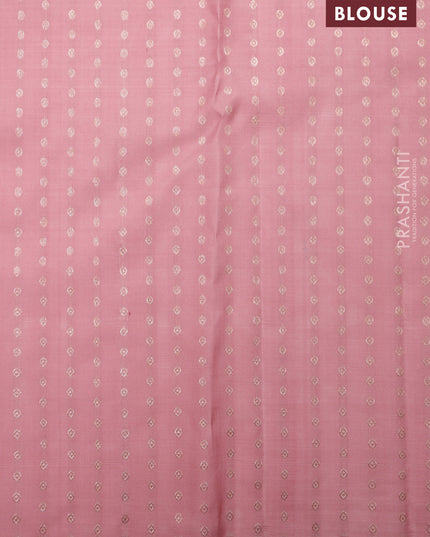 Teal Blue-Peach Shade Pure kanchipuram Silk saree With allover zari checked pattern