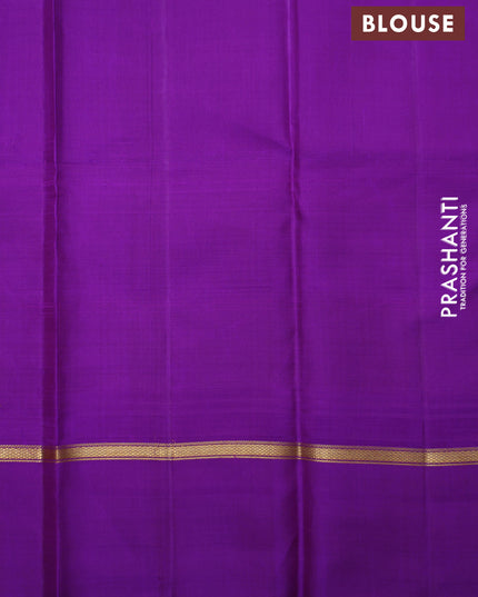 Lavender-Purple Pure Kanchipuram Silk Saree With Thread woven buttas & Long Zari Border
