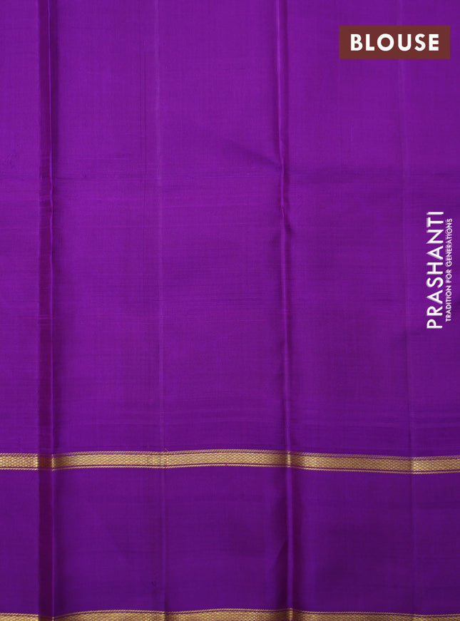 Lavender-Purple Pure Kanchipuram Silk Saree With Thread woven buttas & Long Zari Border