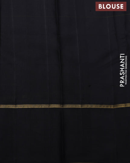 Multi Colour-Black Pure Kanchipuram Silk Saree With Allover Checked Pattern