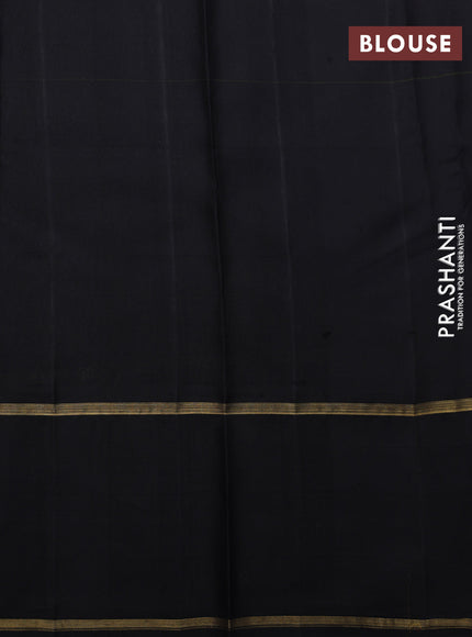 Multi Colour-Black Pure Kanchipuram Silk Saree With Allover Checked Pattern