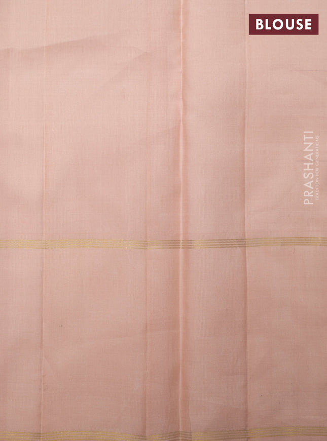 Wine Shade-Mustard yellow Pure Kanchipuram Silk Saree With Checked pattern & ganga Jamuna Border