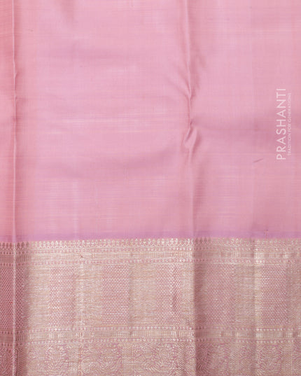 Pastel Pink-Orange Pure Kanchipuram Silk Saree With Allover Zari Weaves