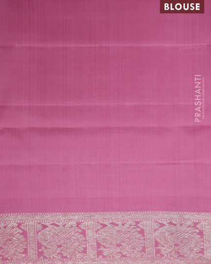 Pastel Green Pure Kanchipuram Silk Saree With Thread & Zari Stripes Pattern