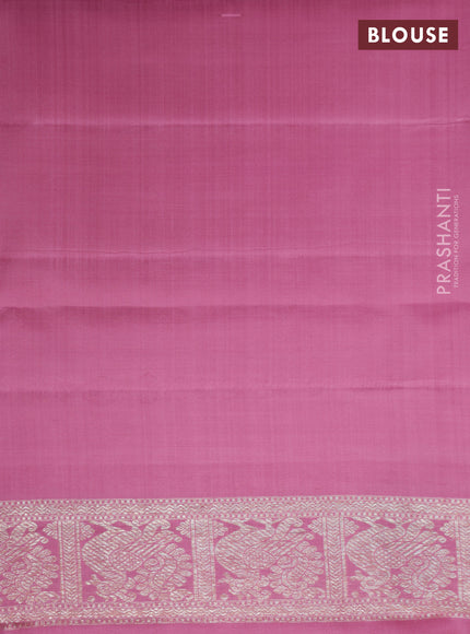 Pastel Green Pure Kanchipuram Silk Saree With Thread & Zari Stripes Pattern