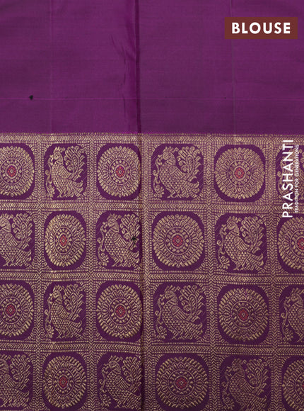 Purple Pure Kanchipuram Silk Saree With Allover Zari Checked Pattern