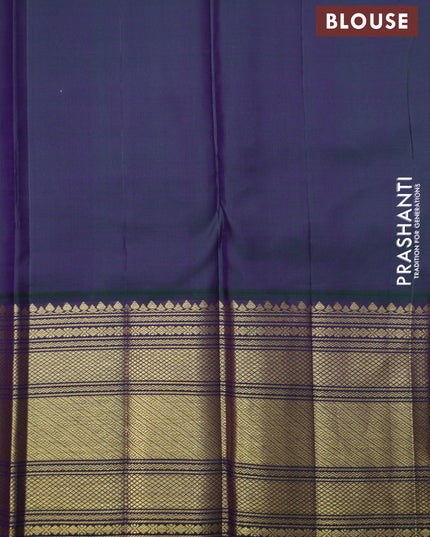 Yellow-Peacock green Pure kanchipuram silk saree With zari woven buttas