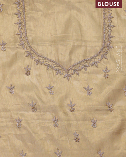 Golden Pure Tissue kanchipuram silk saree with embroidery border