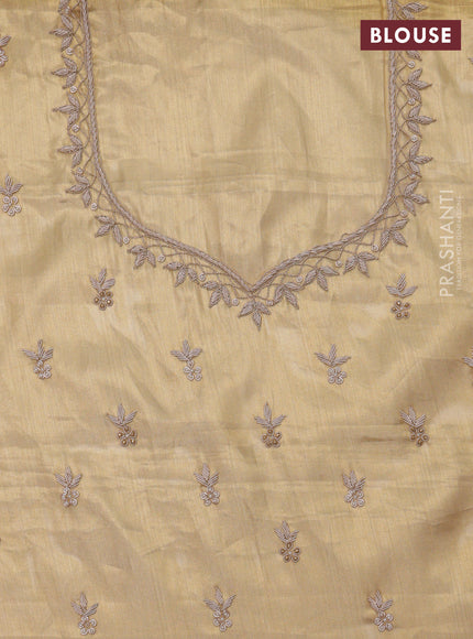 Golden Pure Tissue kanchipuram silk saree with embroidery border