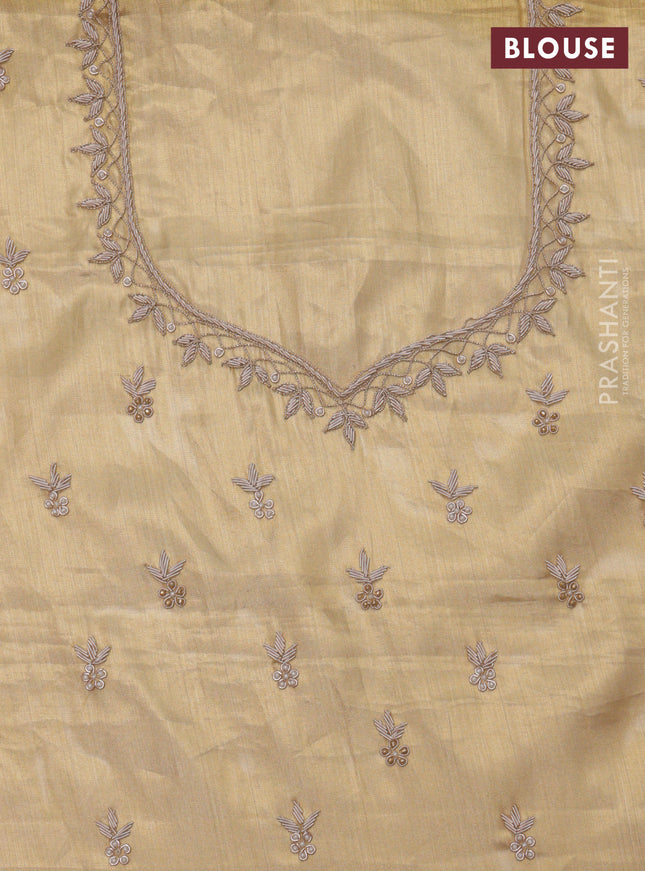 Golden Pure Tissue kanchipuram silk saree with embroidery border