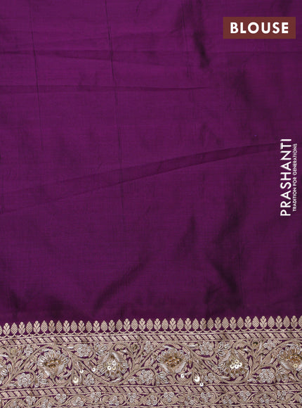 Purple Banarasi Uppada silk saree with allover zari weaves & embroidery border