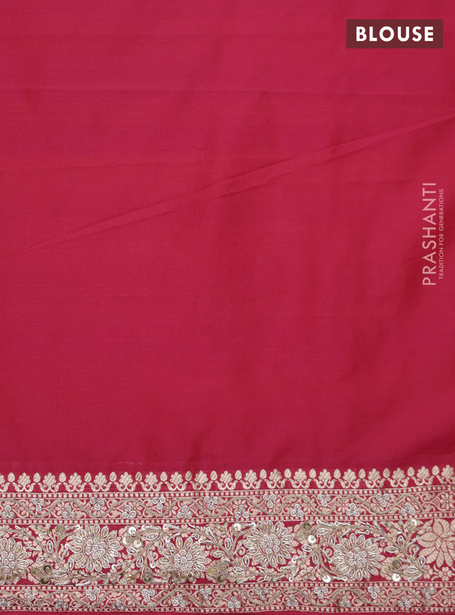 Pink Banarasi Uppada silk saree with allover zari weaves & embroidery border