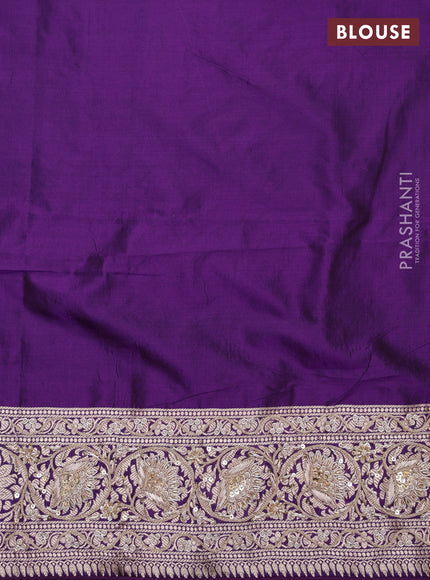 Violet Banarasi Uppada silk saree with allover zari weaves & embroidery border