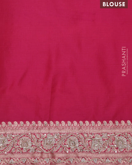 Pink Banarasi Uppada silk saree with allover zari woven buttas & embroidery border