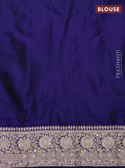Blue Banarasi Uppada silk saree with allover zari weaves & embroidery border