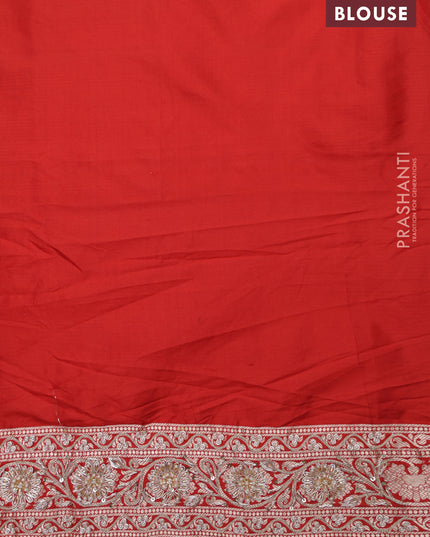 Red Banarasi Uppada silk saree with allover zari weaves & embroidery border