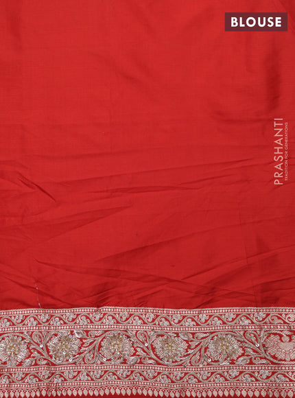 Red Banarasi Uppada silk saree with allover zari weaves & embroidery border
