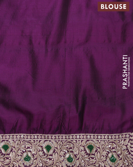 Purple Banarasi Uppada silk saree with allover zari weaves & embroidery border