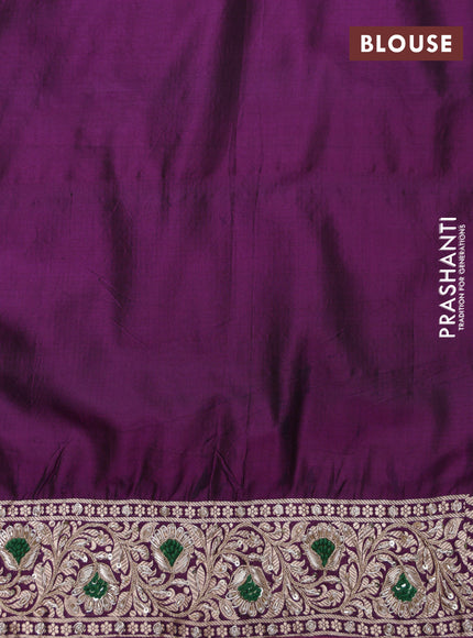 Purple Banarasi Uppada silk saree with allover zari weaves & embroidery border
