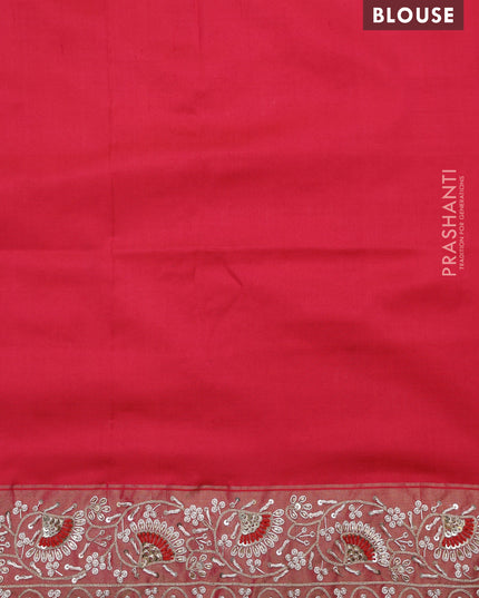 Pink Pochampally silk saree with allover ikat weaves and Embroidered border