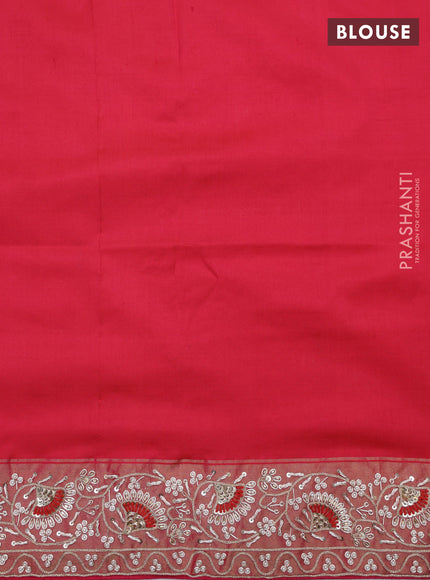 Pink Pochampally silk saree with allover ikat weaves and Embroidered border