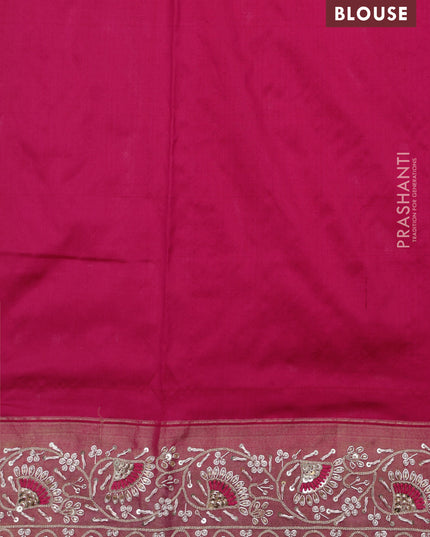 Pink Pochampally silk saree with allover ikat weaves and Embroidered border