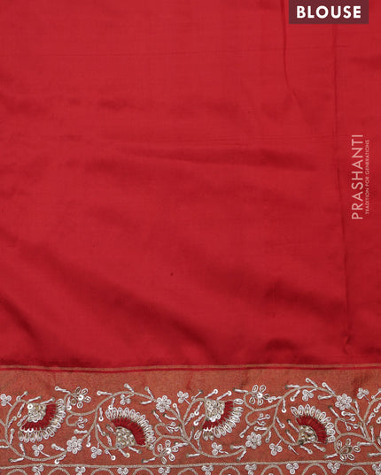 Red Pochampally silk saree with allover ikat weaves and Embroidered border