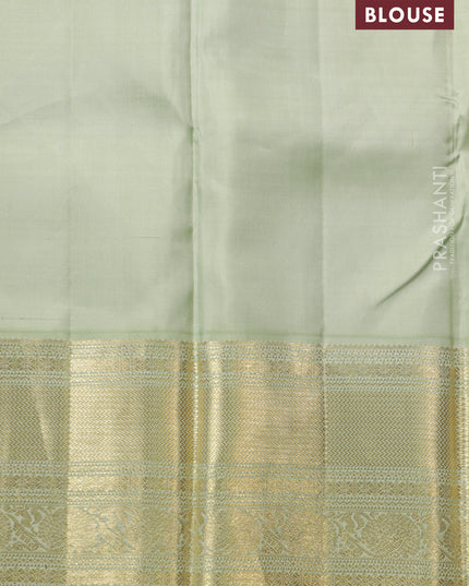 Pink-Light green Pure kanchipuram silk saree with zari woven buttas & zari woven border