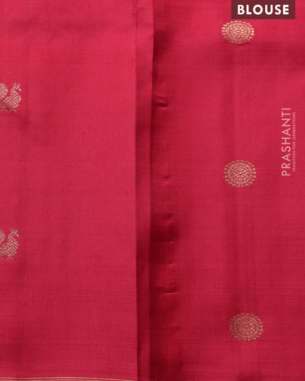 Grey-pink pure kanchipuram silk saree with zari woven buttas & simple zari border