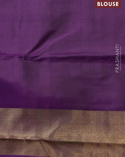 Violet Pure kanchipuram silk saree with allover zari checks & long zari woven muniya butta border