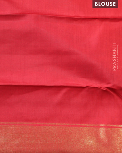 Red Pure Kanchipuram silk saree with allover annam & rudhrasham zari woven buttas & temple zari woven border