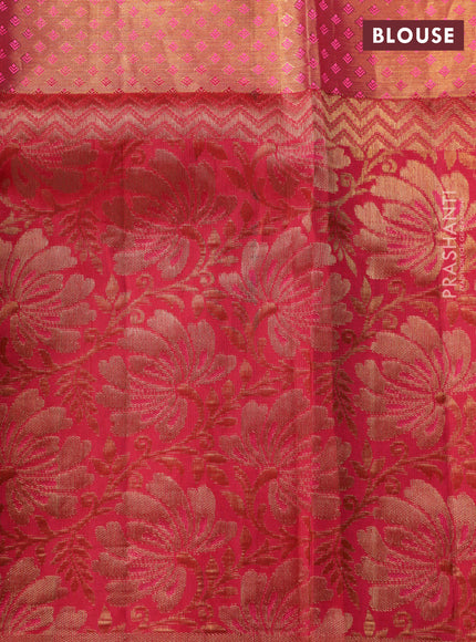 Sandal-Pink Pure kanchipuram silk saree with allover brocade zari weaves & rich zari woven border