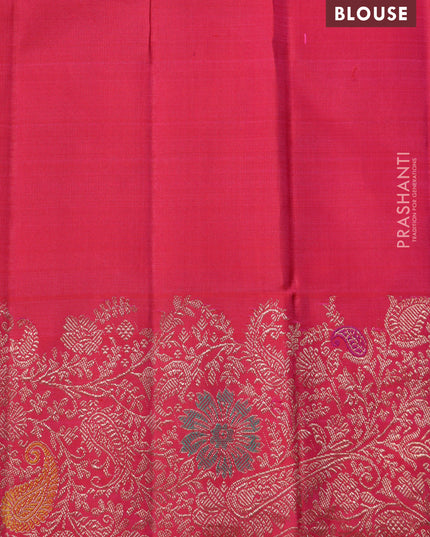 Pink pure kanchipuram silk saree with allover zari woven buttas & rich zari woven border