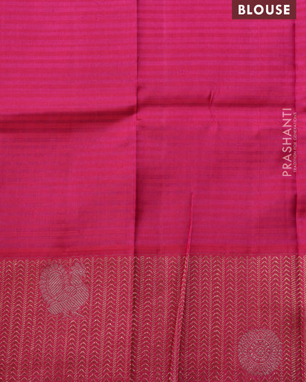 Light pink-Pink Pure kanchipuram silk saree with zari woven buttas & long zari woven border
