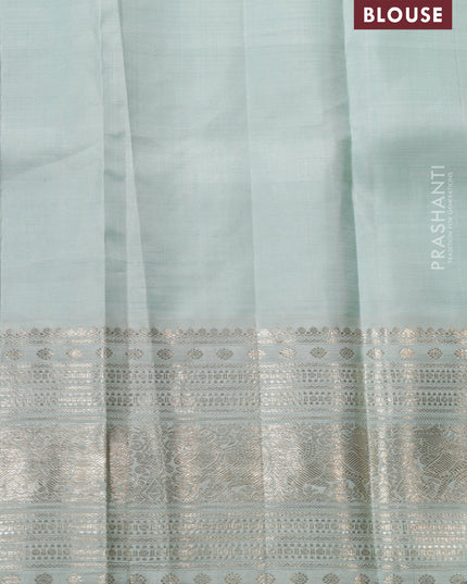 Navy blue-Pastel blue Pure kanchipuram silk saree With zari woven buttas & rich zari border