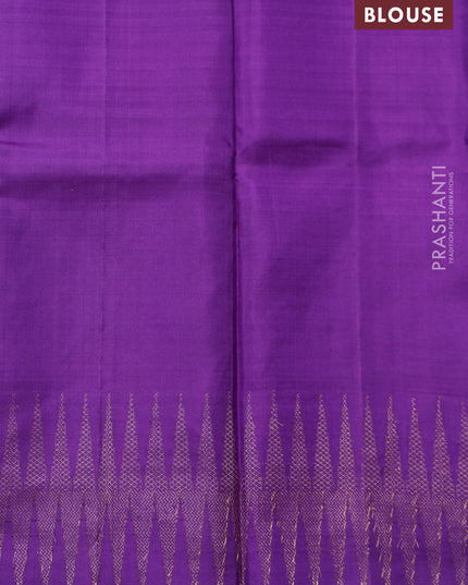 Violet Pure kanchipuram silk saree with thread & zari stripes and zig zag zari border