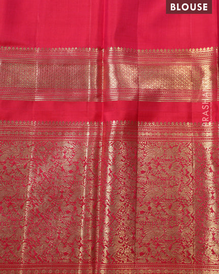 Navy blue-Pink Pure kanchipuram silk saree with zari woven buttas & long zari woven border