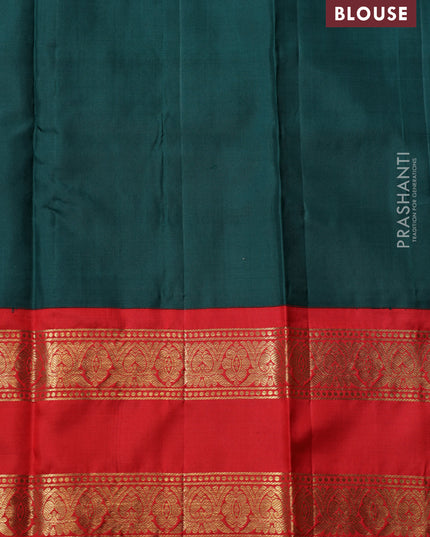 Peach pink Pure kanchipuram silk saree With Allover zari checks & ganga jamuna border