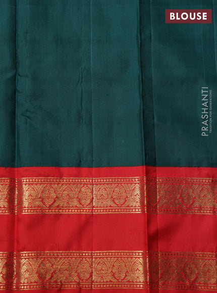 Peach pink Pure kanchipuram silk saree With Allover zari checks & ganga jamuna border