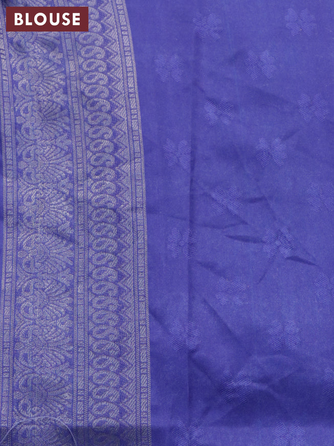 Banarasi softy silk saree lime yellow and blue with allover silver zari woven brocade weaves and silver zari woven border