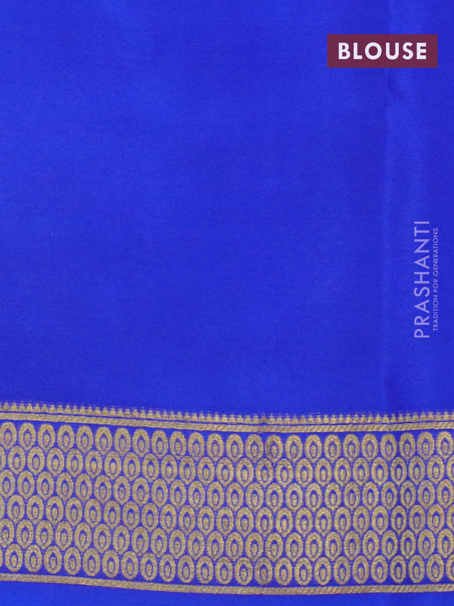 Pure mysore silk saree teal blue shade and royal blue with allover zig zag prints and zari woven border