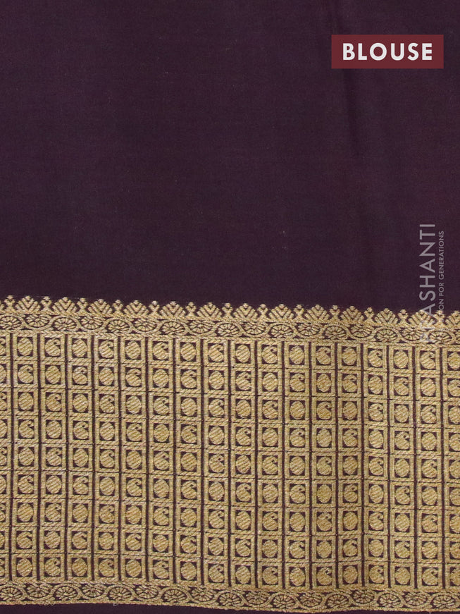 Pure mysore silk saree violet shade and wine shade with allover zari weaves & buttas and zari woven border