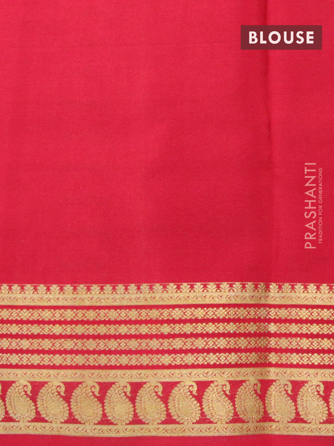 Pure mysore silk saree black and maroon with allover zari checked pattern & buttas and zari woven paisley border