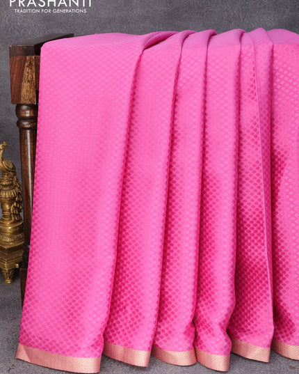 Pure mysore silk saree mauve pink with allover self emoss and zari woven border