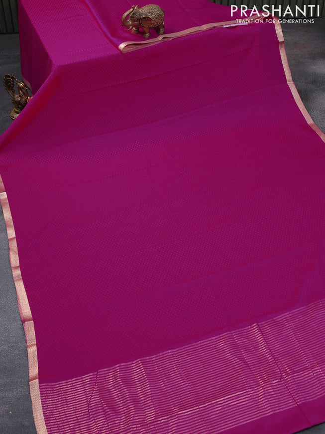 Pure mysore silk saree pink with allover self emoss and zari woven border
